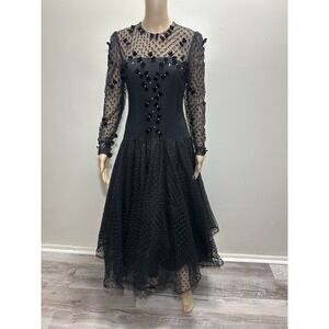 Richilene Black Evening Dress Lace And Silk Vintage Lace